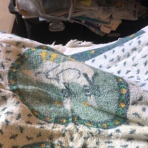 Green and White Floral Kitchen Towel